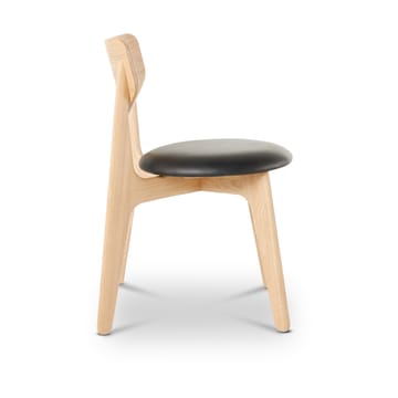 Slab dining chair upholstered seat - Natural oak-black leather - Tom Dixon