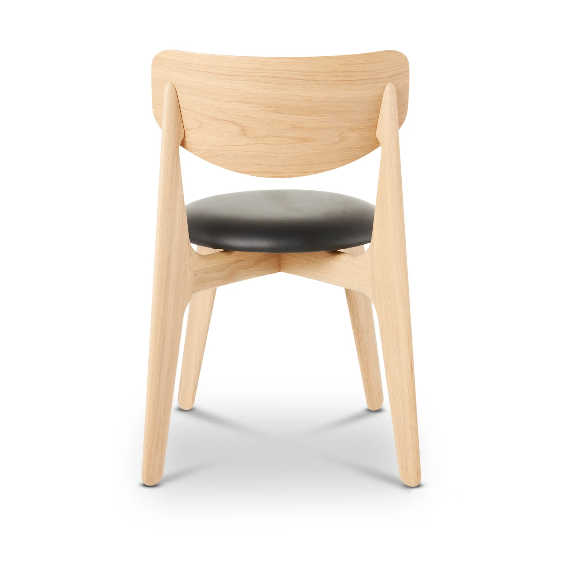 Slab dining chair upholstered seat, Natural oak-black leather Tom Dixon