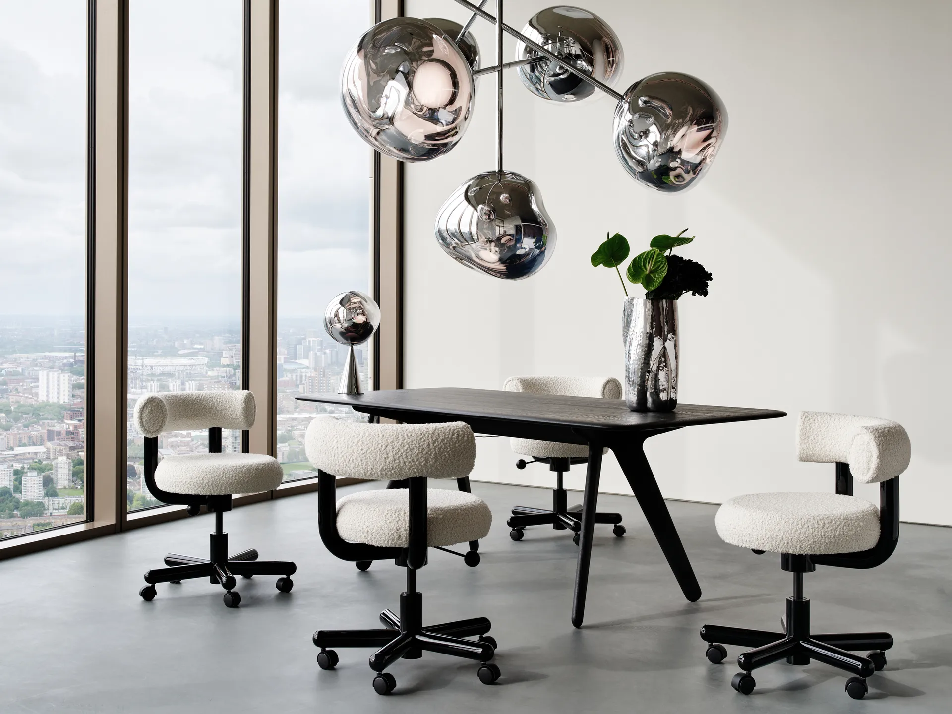 Slab Individual desk 60x120 cm, Black oak Tom Dixon