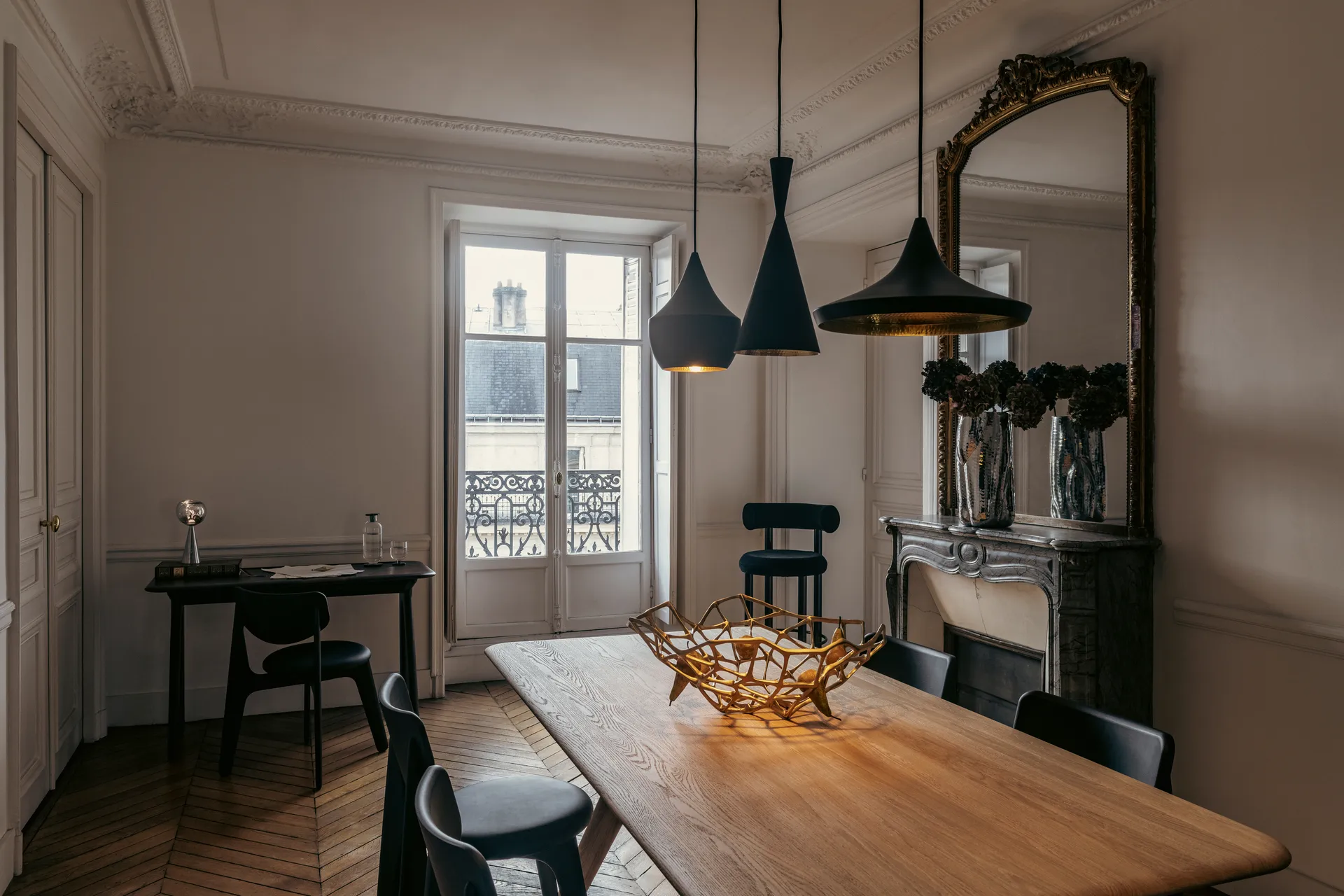 Slab Individual desk 60x120 cm, Black oak Tom Dixon