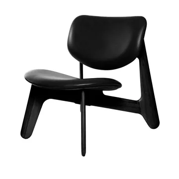 Slab lounge chair upholstered seat - Black ash-black leather - Tom Dixon