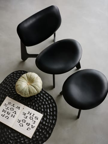Slab lounge chair upholstered seat - Black ash-black leather - Tom Dixon