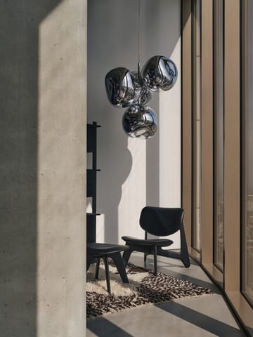 Slab lounge chair upholstered seat - Black ash-black leather - Tom Dixon
