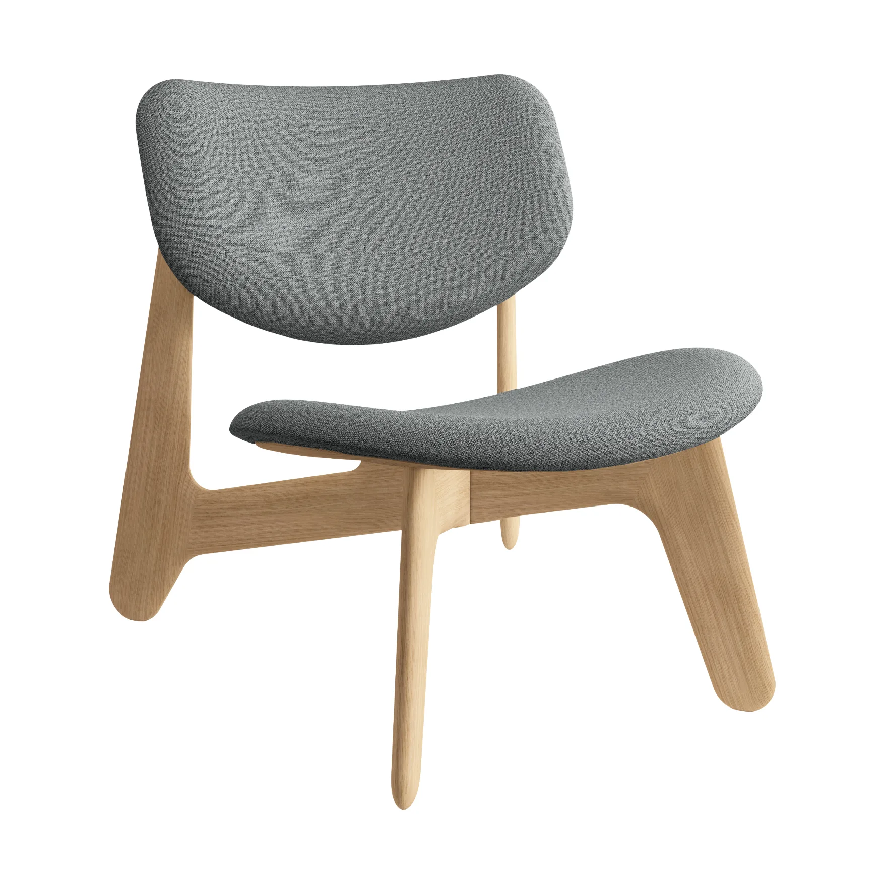 Slab lounge chair upholstered seat, Natural brushed oak-Hallingdal 0130 mid grey Tom Dixon