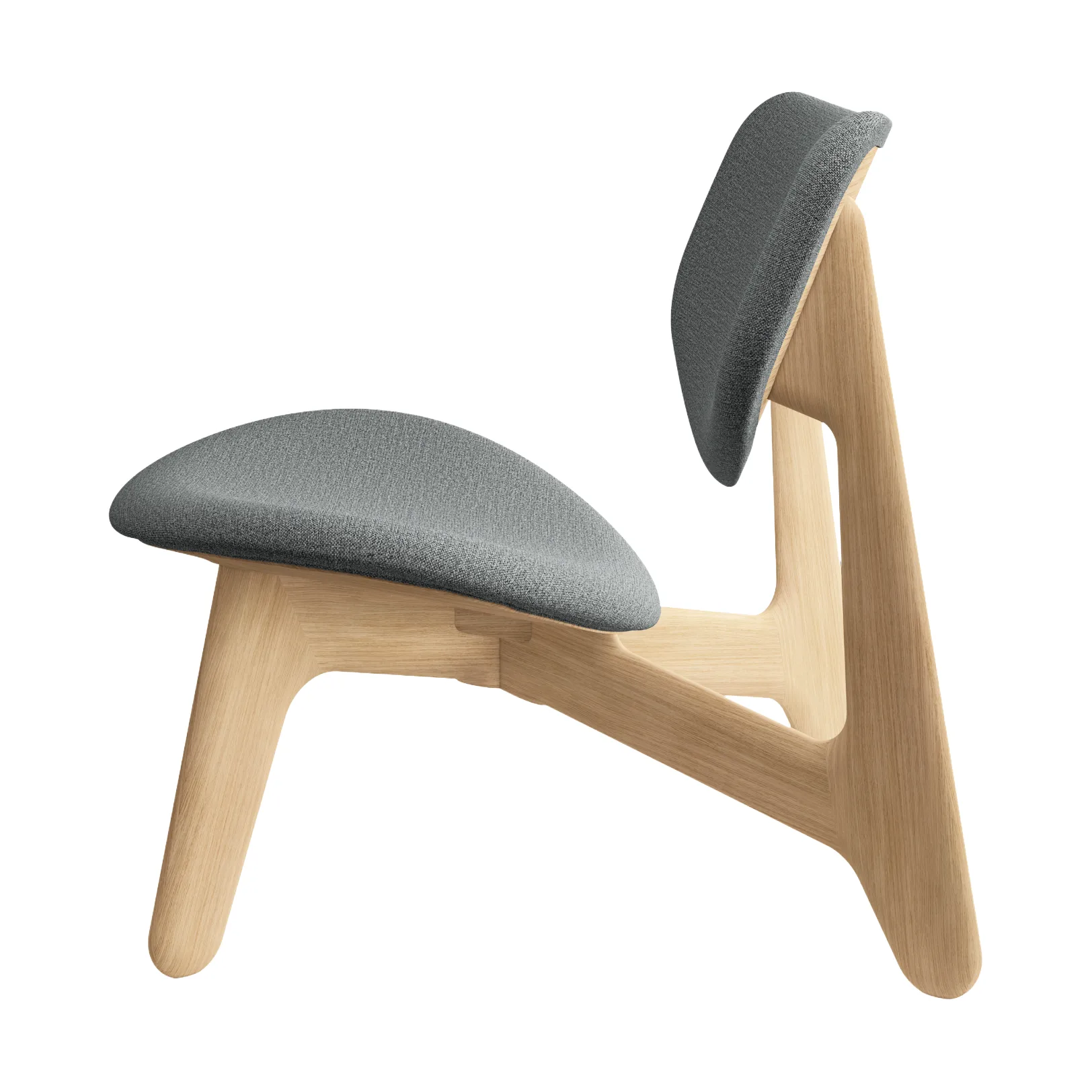 Slab lounge chair upholstered seat, Natural brushed oak-Hallingdal 0130 mid grey Tom Dixon