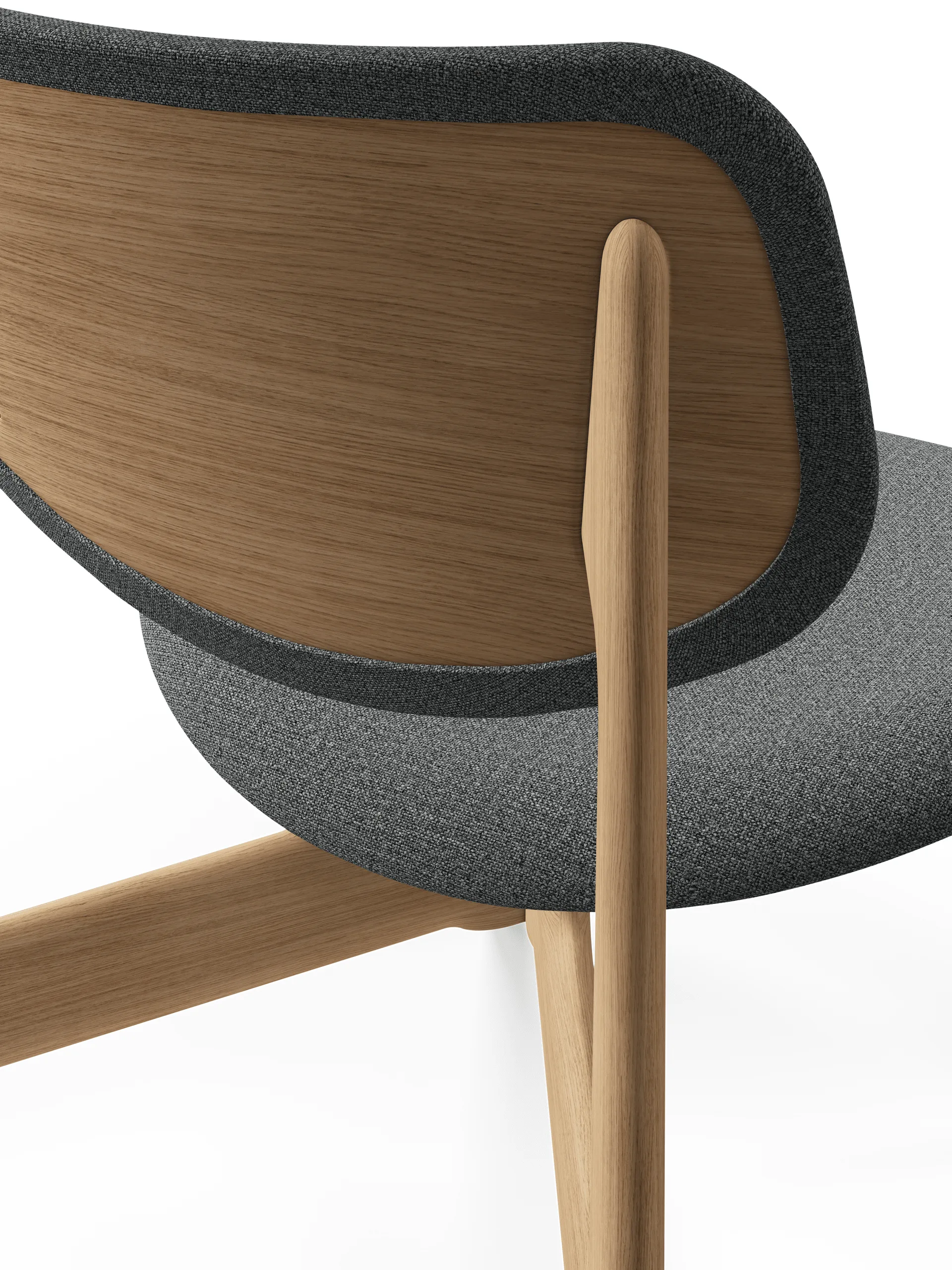 Slab lounge chair upholstered seat, Natural brushed oak-Hallingdal 0130 mid grey Tom Dixon