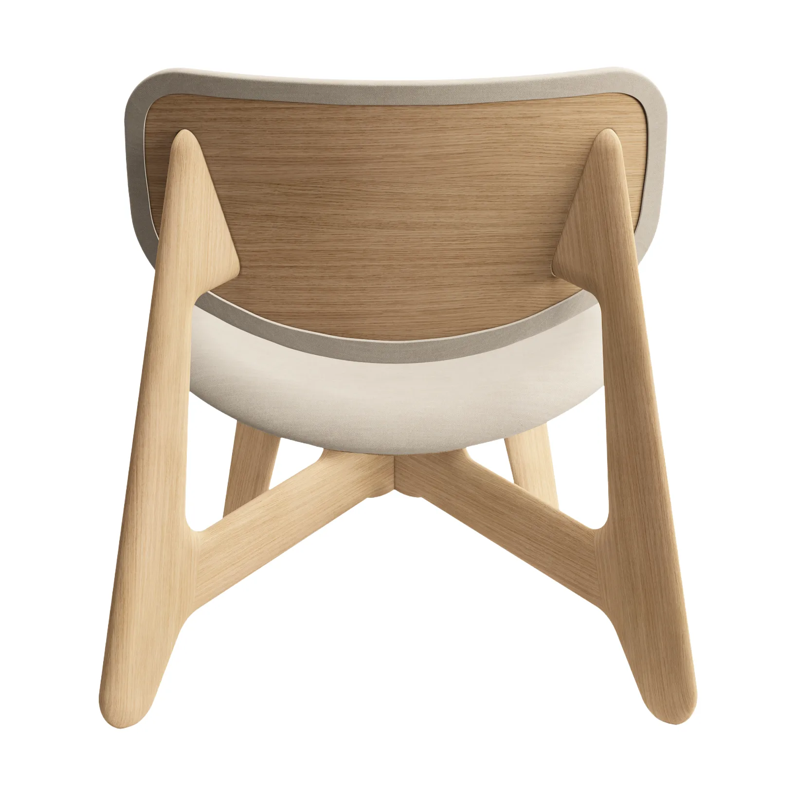Slab lounge chair upholstered seat, Natural brushed oak-Linara 05 CMHR Cream Tom Dixon