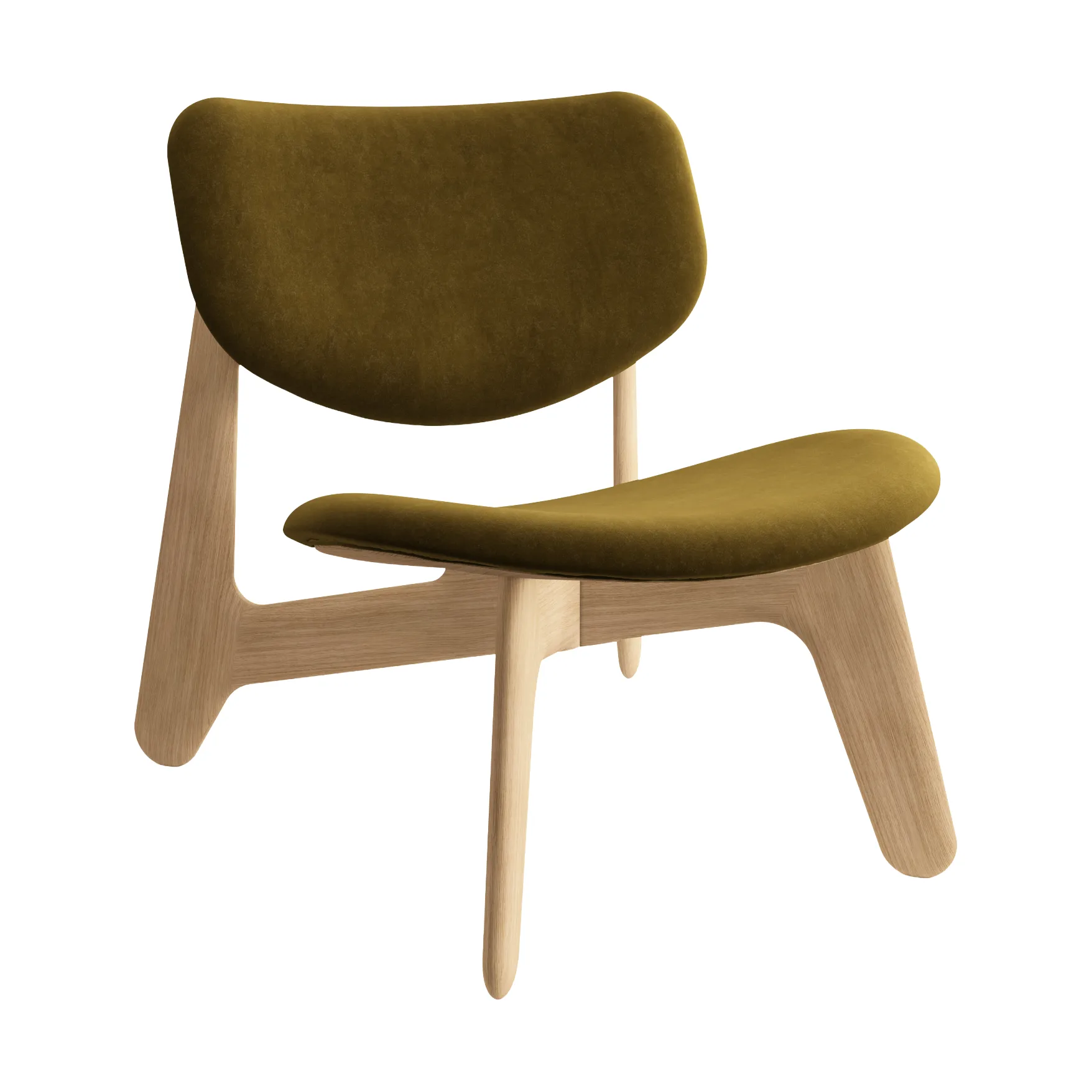 Slab lounge chair upholstered seat, Natural brushed oak-Royal 0162 CMHR Khaki Tom Dixon