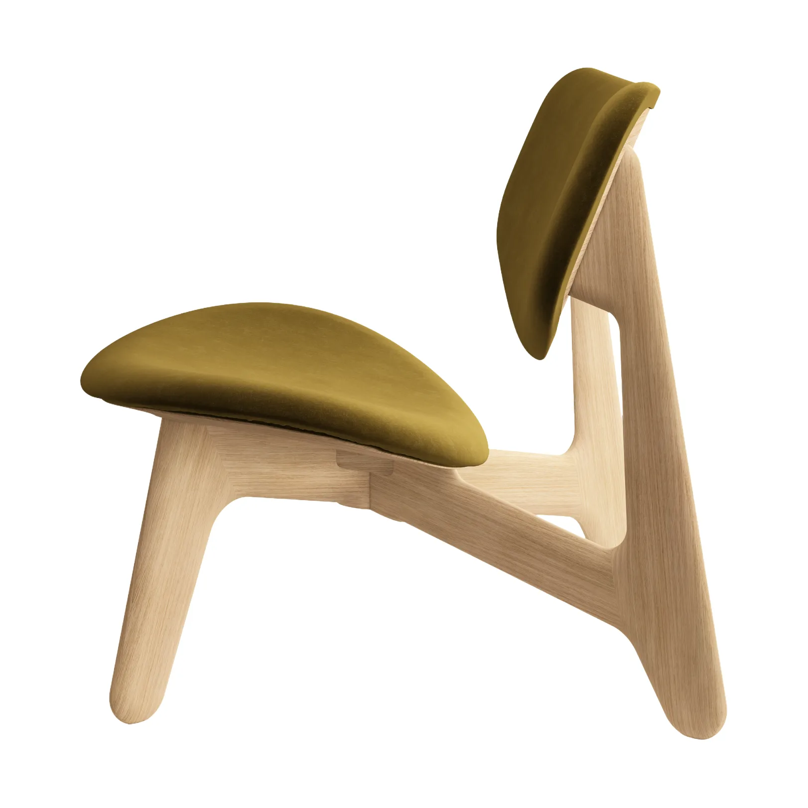 Slab lounge chair upholstered seat, Natural brushed oak-Royal 0162 CMHR Khaki Tom Dixon