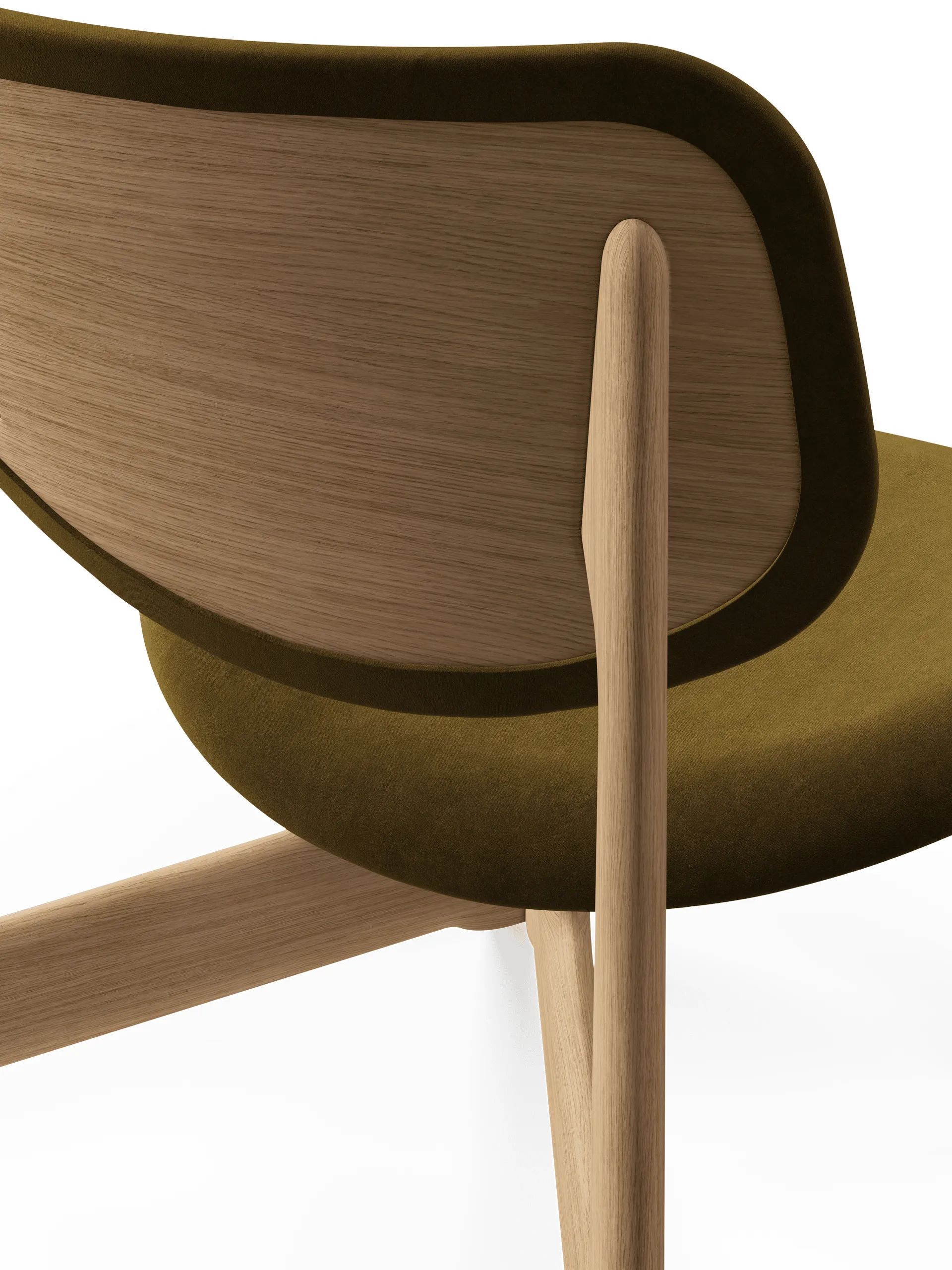 Slab lounge chair upholstered seat, Natural brushed oak-Royal 0162 CMHR Khaki Tom Dixon