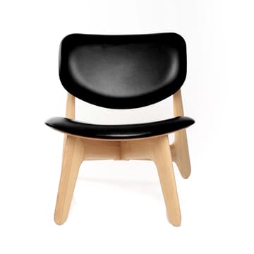 Slab lounge chair upholstered seat - Natural oak-black leather - Tom Dixon