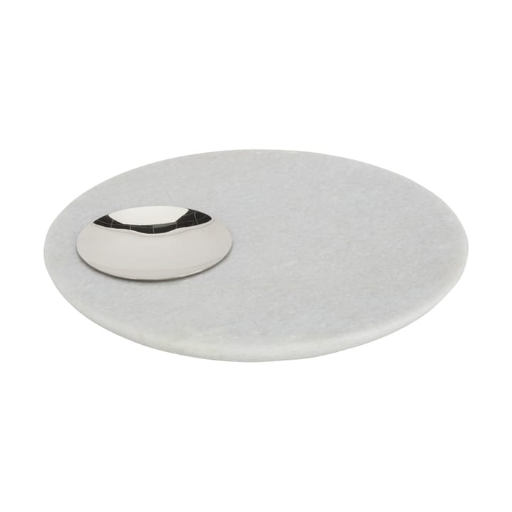 Stone serving tray Ø22 cm - White marble-silver - Tom Dixon