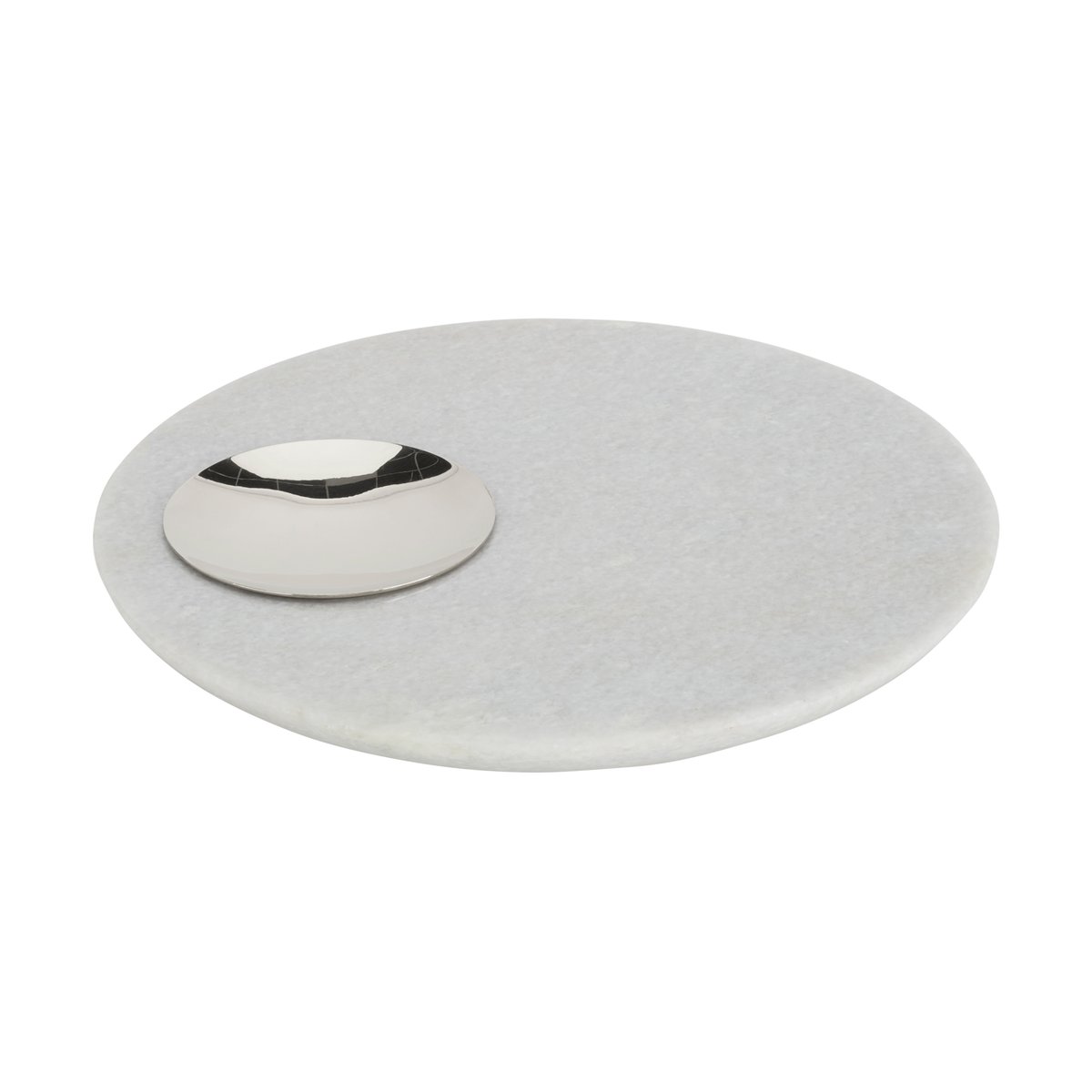 Tom Dixon Stone serving tray Ø22 cm White marble-silver