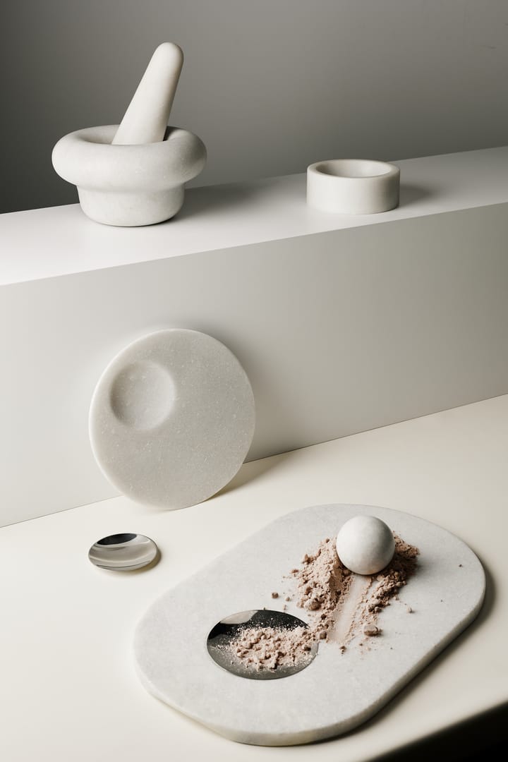 Stone serving tray Ø22 cm, White marble-silver Tom Dixon