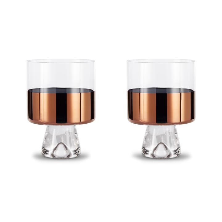 Tank Low Ball drinking glass 24 cl 2-pack - Clear-copper - Tom Dixon