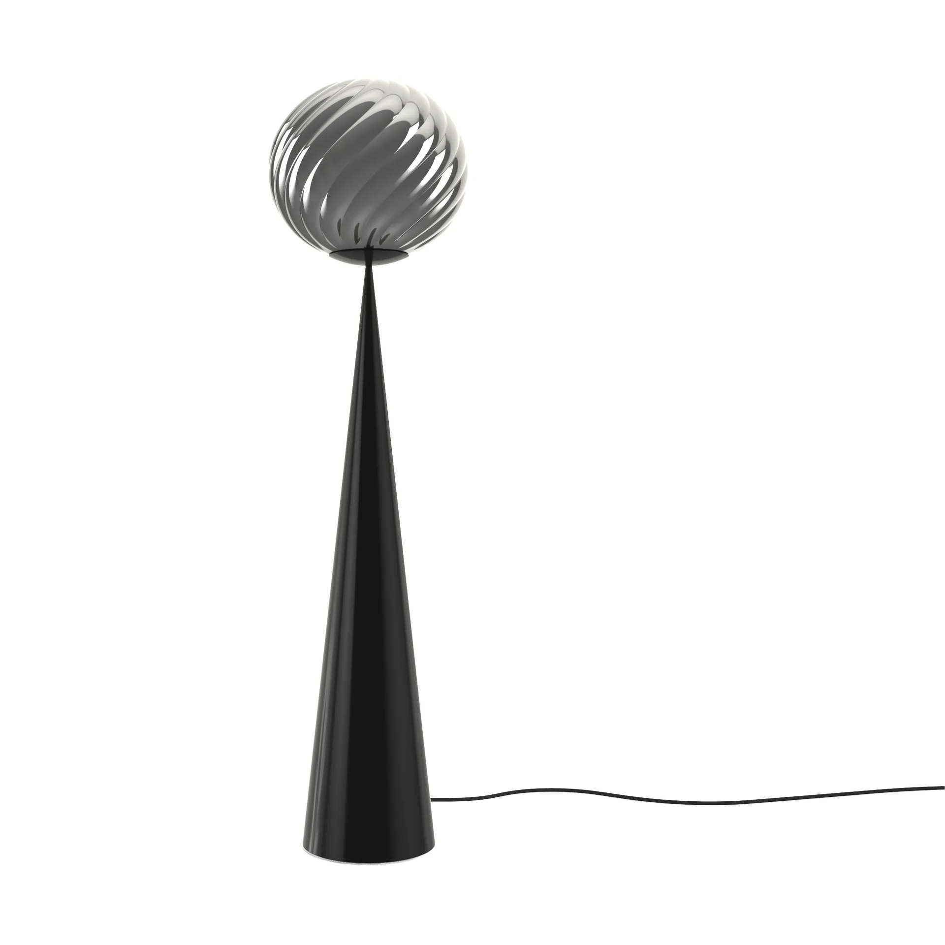 Whirl cone fat floor lamp, Silver-black Tom Dixon