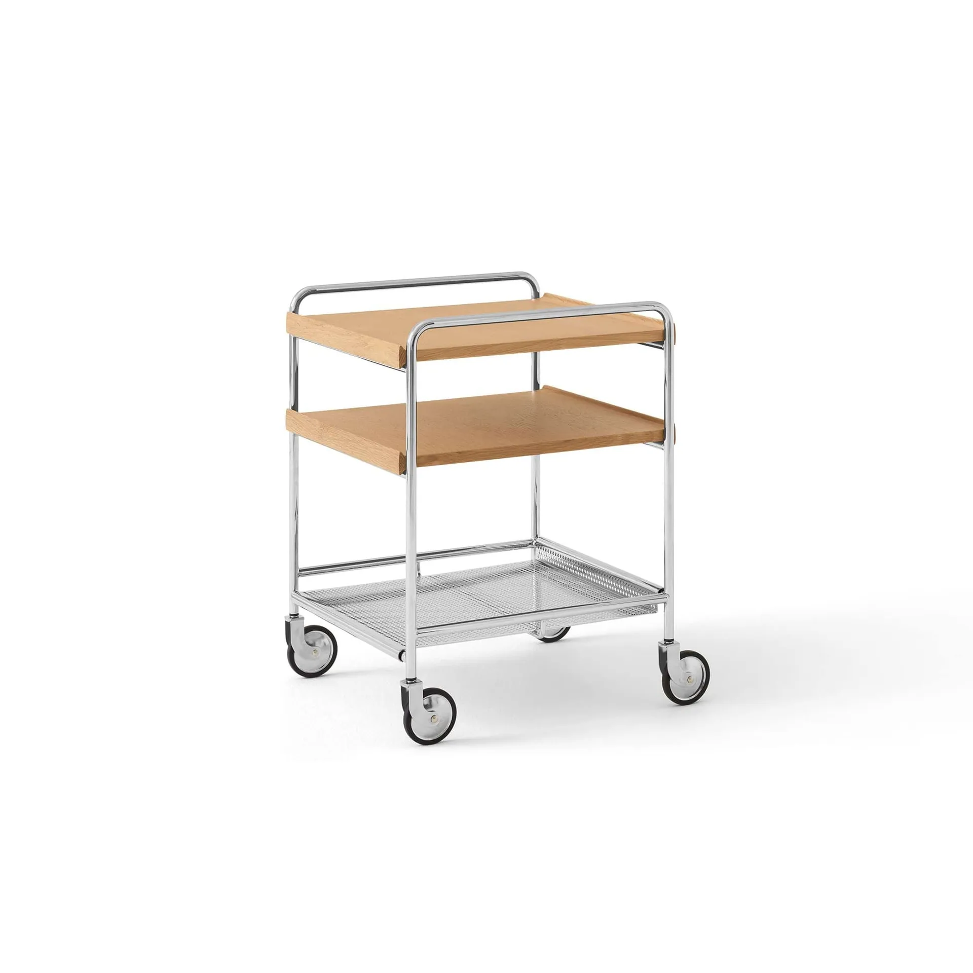 Alima NDS2 serving trolley, Lacquered oak-chrome &Tradition