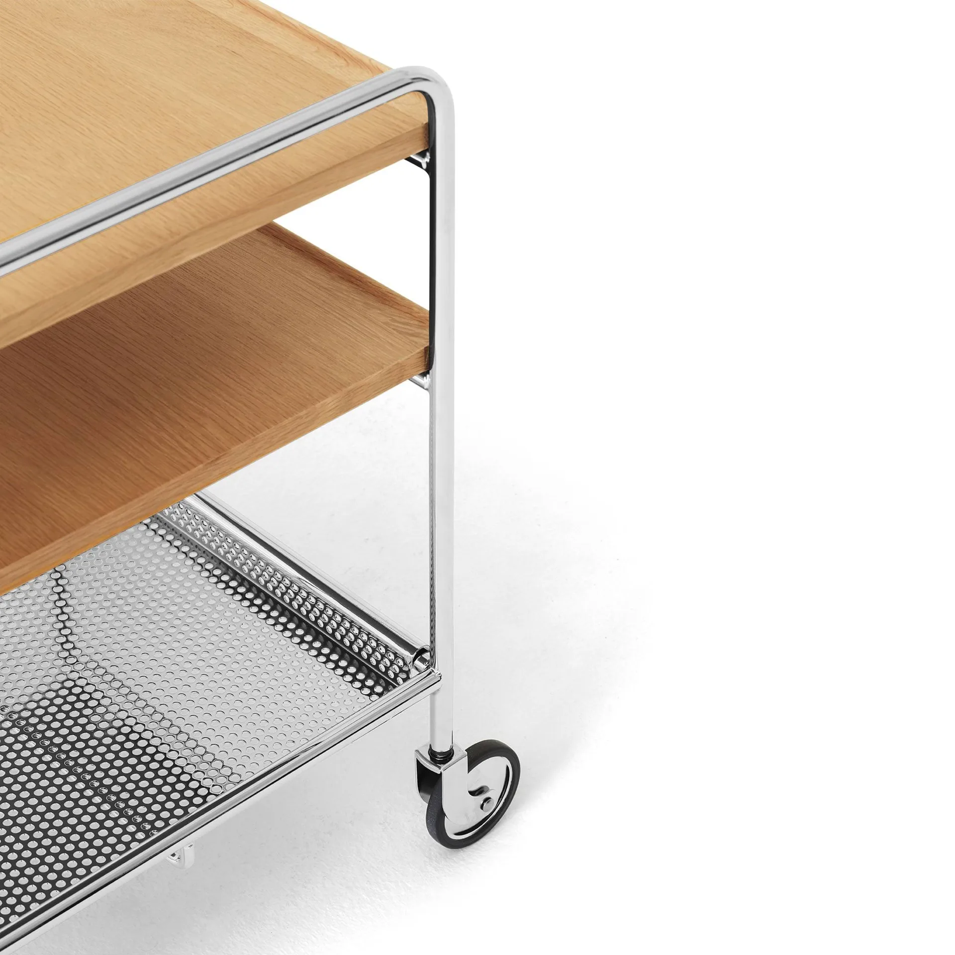 Alima NDS2 serving trolley, Lacquered oak-chrome &Tradition