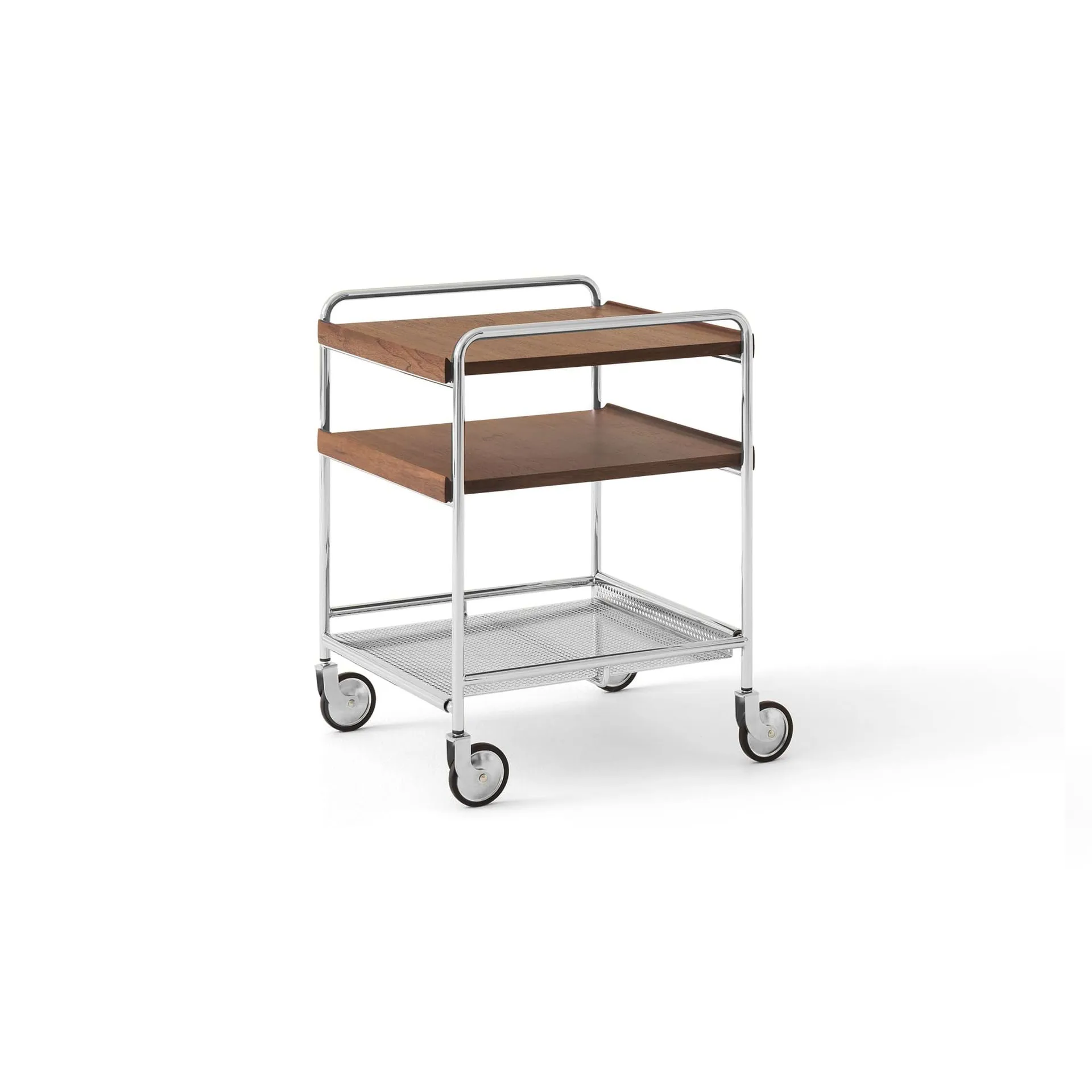 Alima NDS2 serving trolley, Lacquered walnut-chrome &Tradition