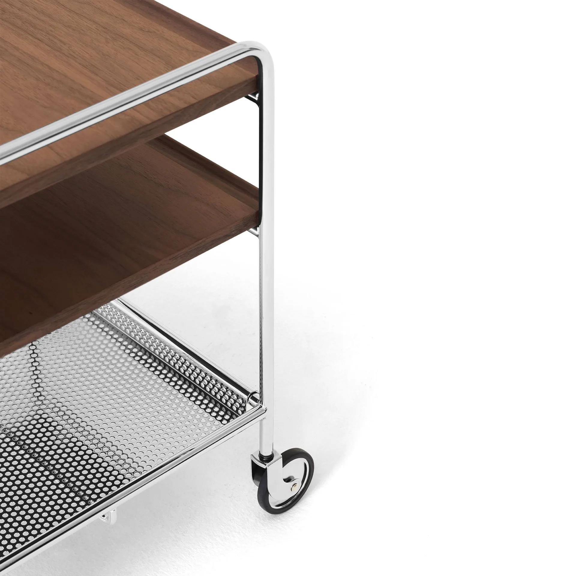 Alima NDS2 serving trolley, Lacquered walnut-chrome &Tradition