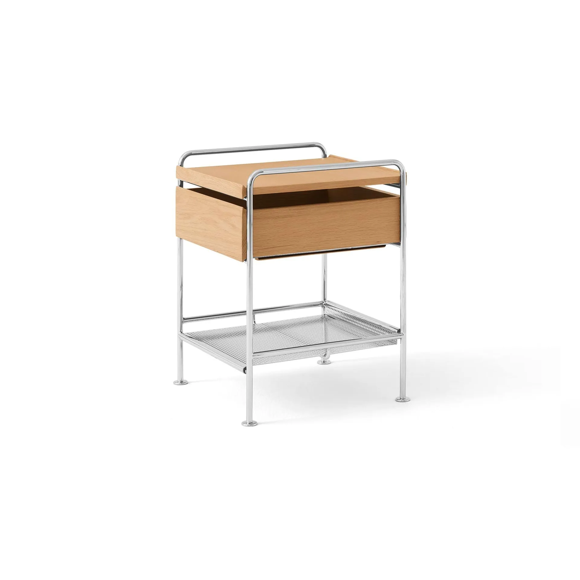 Alima NDS3 side table, Lacquered oak-chrome &Tradition