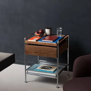 Alima NDS3 side table - Lacquered walnut-chrome - &Tradition