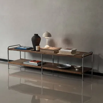 Alima NDS4 console shelf - Lacquered walnut-chrome, 162x42x38 cm - &Tradition