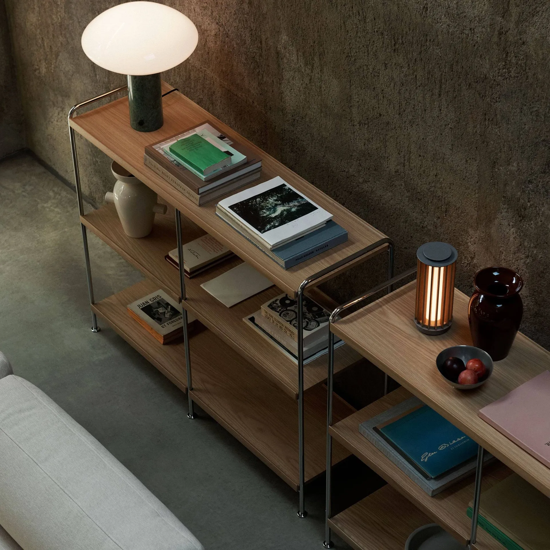 Alima NDS5 shelf, Lacquered oak-chrome, 123x95x38 cm &Tradition