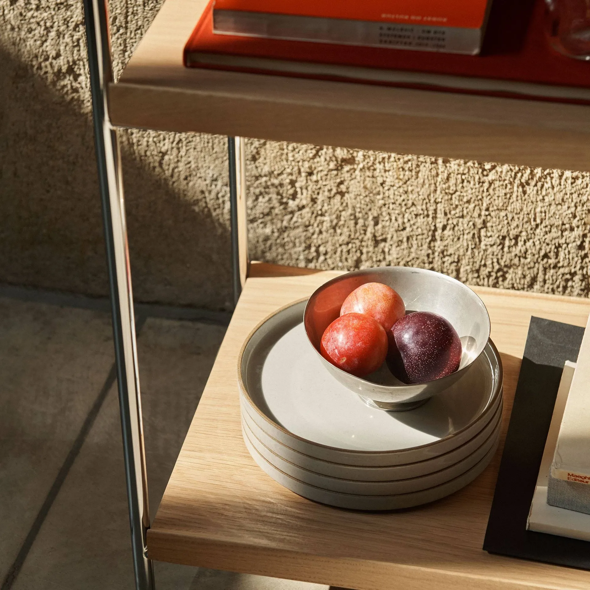 Alima NDS6 shelf, Lacquered oak-chrome &Tradition