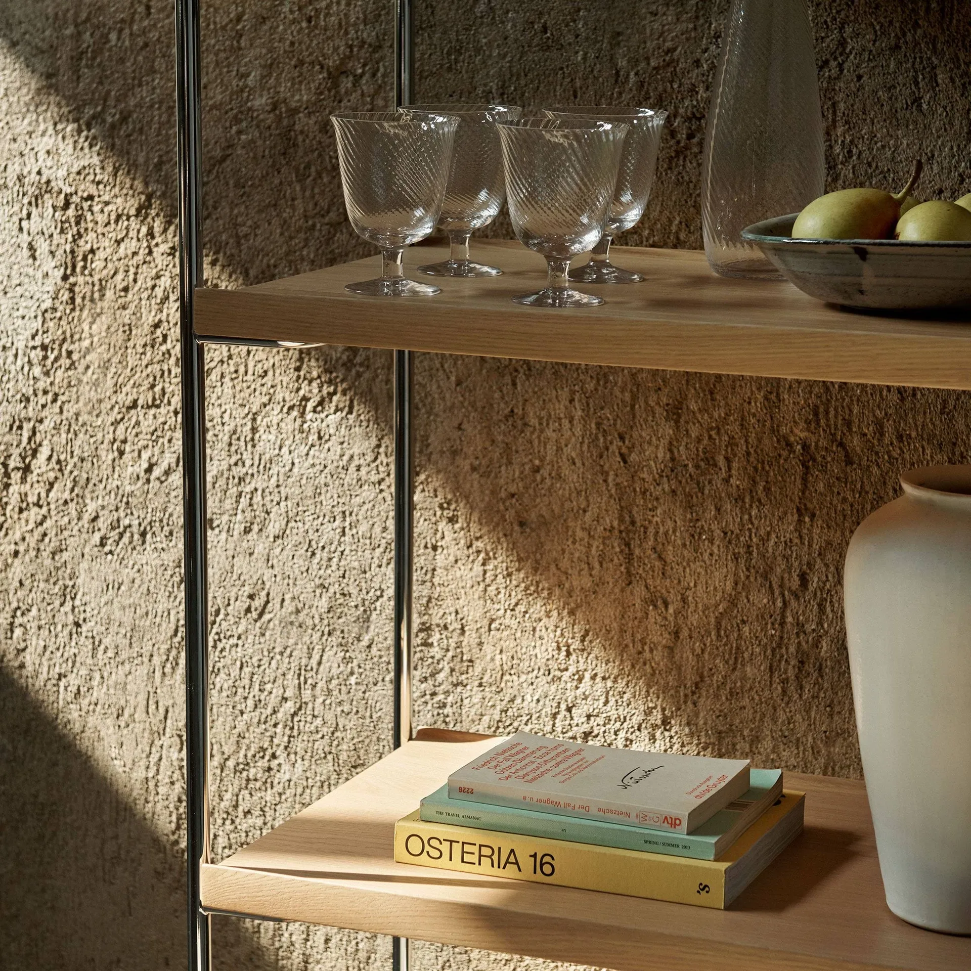 Alima NDS6 shelf, Lacquered oak-chrome &Tradition
