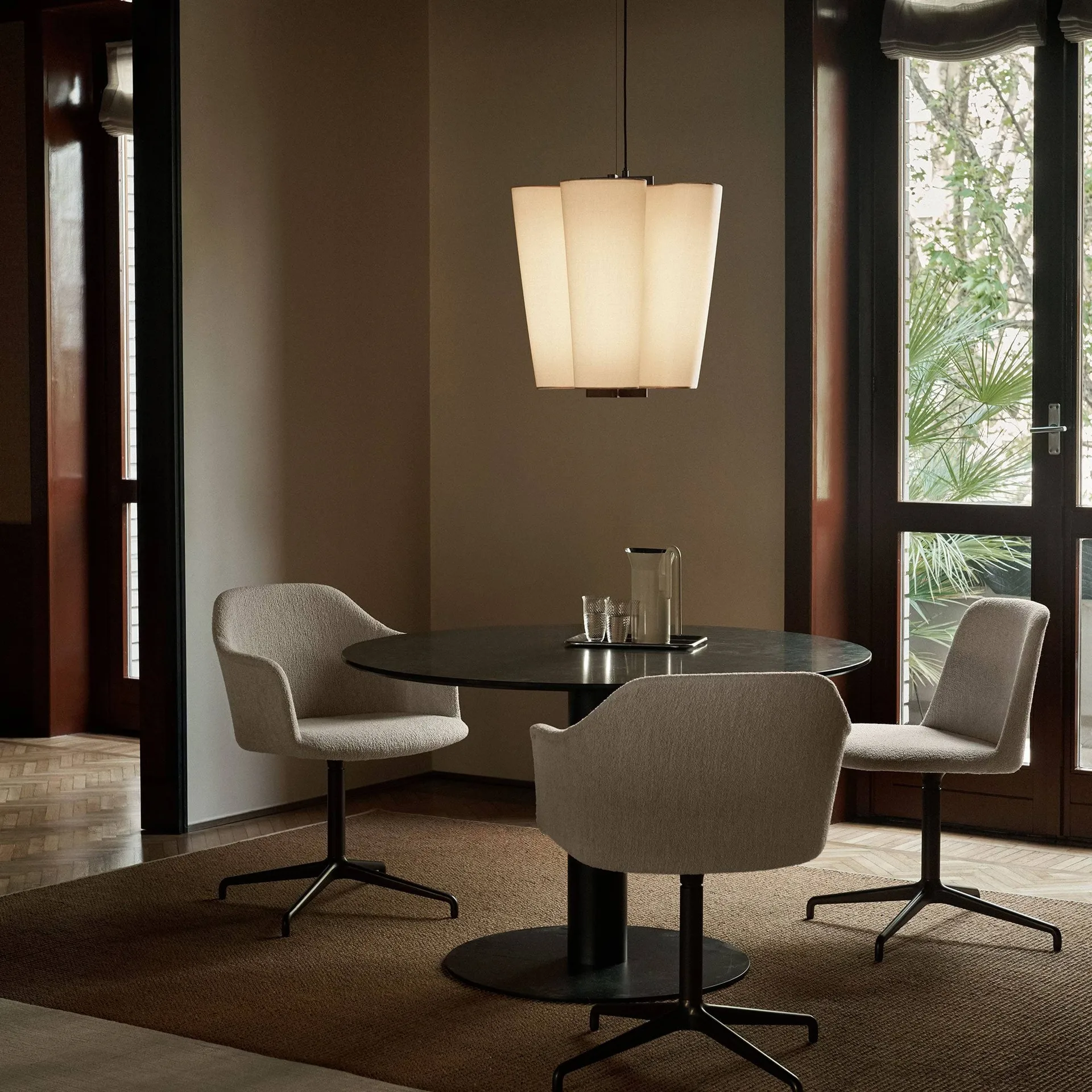 Bella chandelier pendant lamp, SC114, Bronzed & Soft Canvas, Ø47.2 cm &Tradition