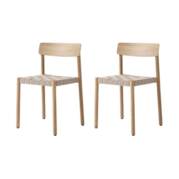 Betty TK1 chair, Oak-natural woven linen strap seat, 2-pack - &Tradition