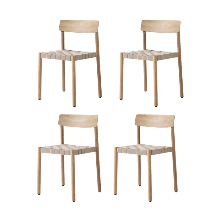 Betty TK1 chair, Oak-natural woven linen strap seat, 4-pack - &Tradition