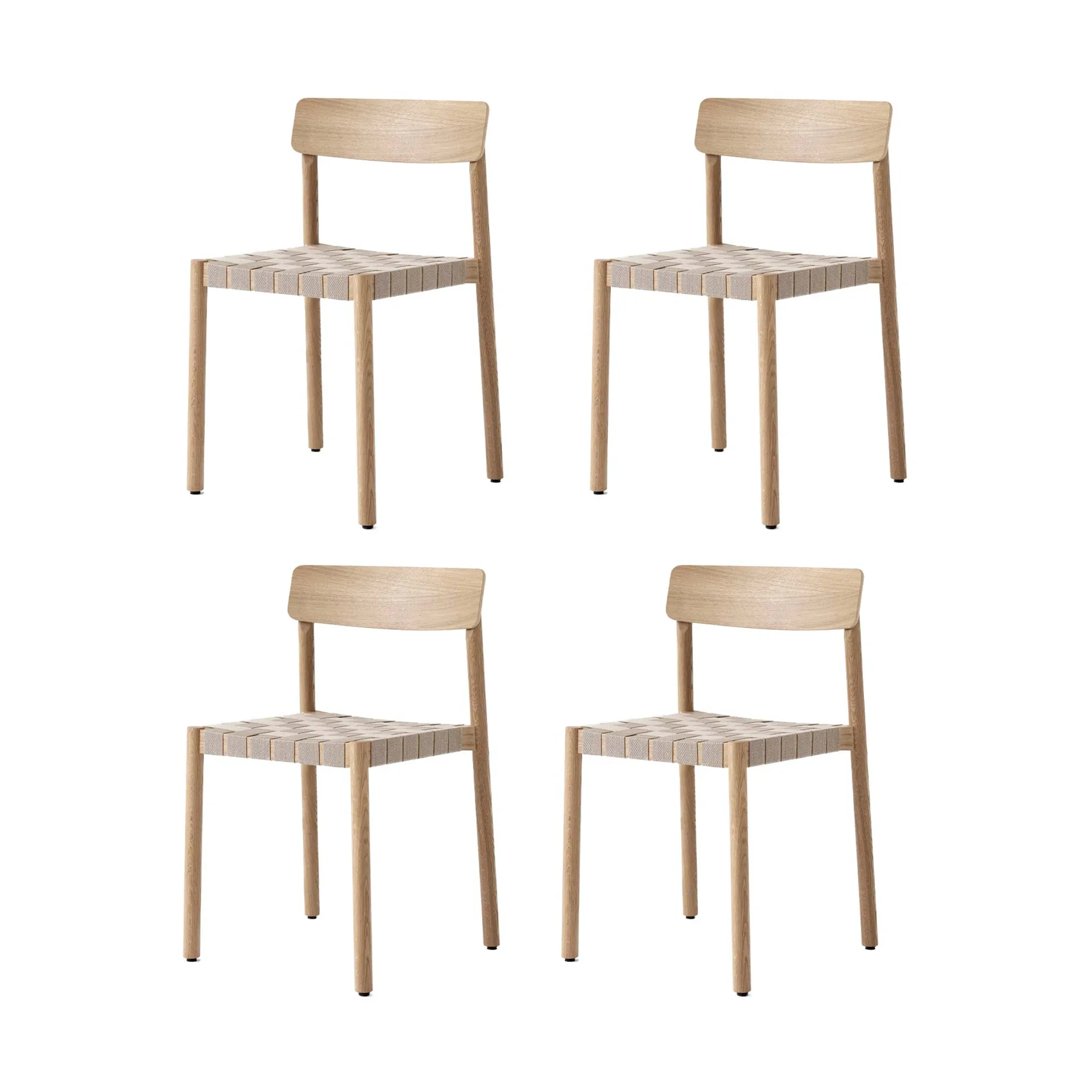 Betty TK1 chair, Oak-natural woven linen strap seat, 4-pack &Tradition