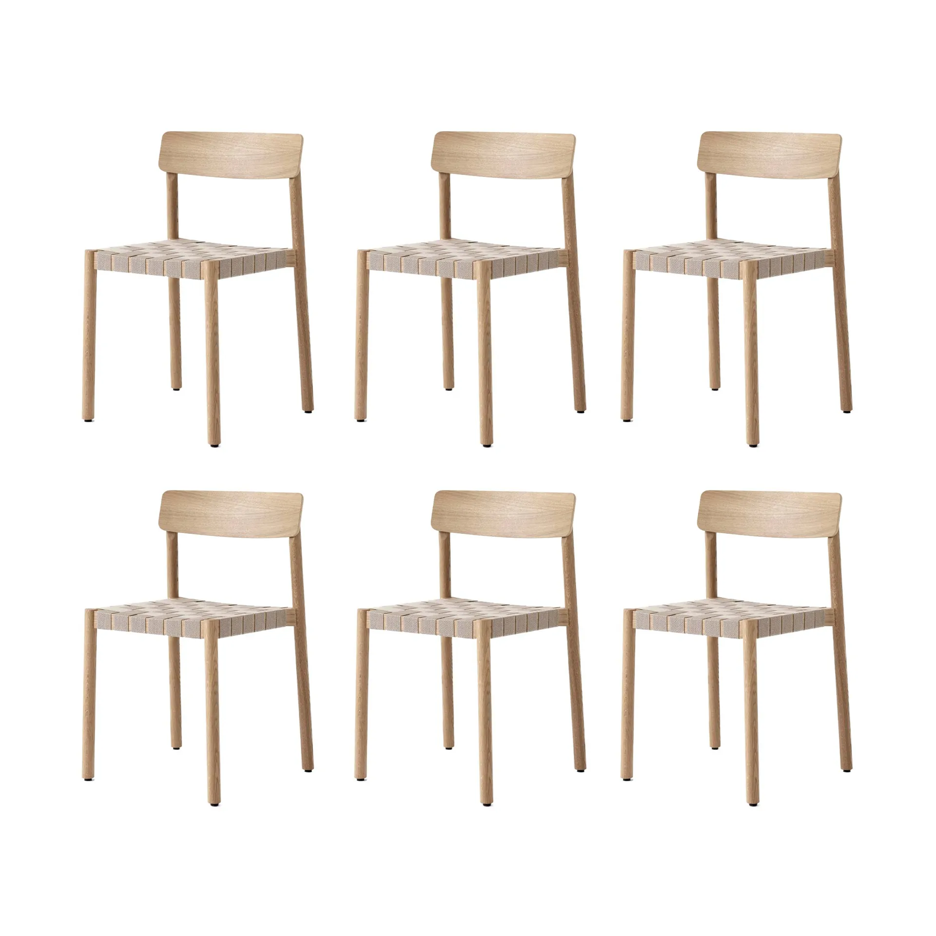 Betty TK1 chair, Oak-natural woven linen strap seat, 6-pack,  &Tradition