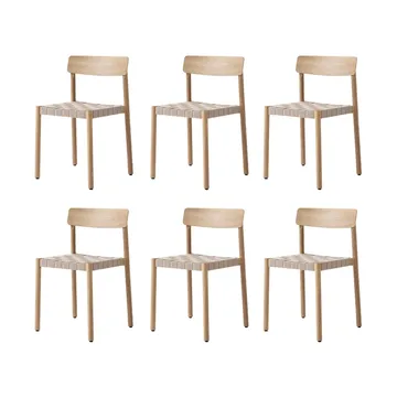 Betty TK1 chair, Oak-natural woven linen strap seat, 6-pack - &Tradition