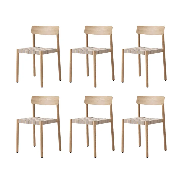 Betty TK1 chair, Oak-natural woven linen strap seat, 6-pack - &Tradition