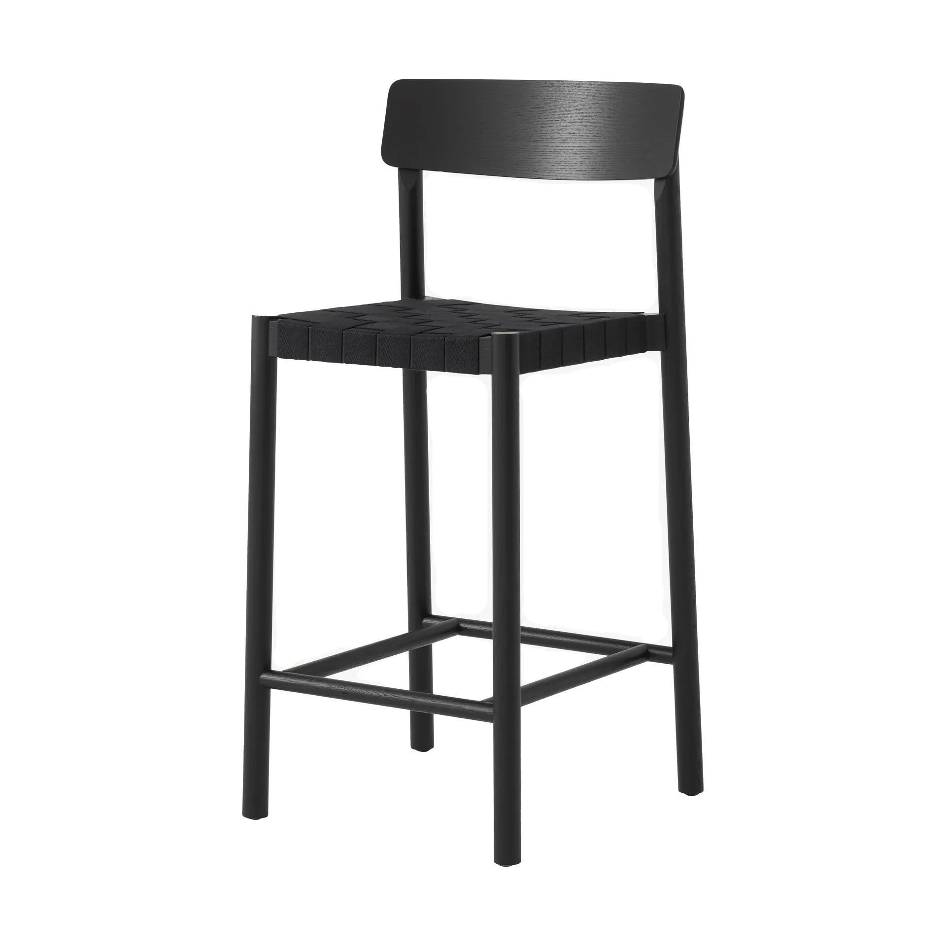 Betty TK12 Counter Chair 65 cm, Black linen-black lacquered ash &Tradition