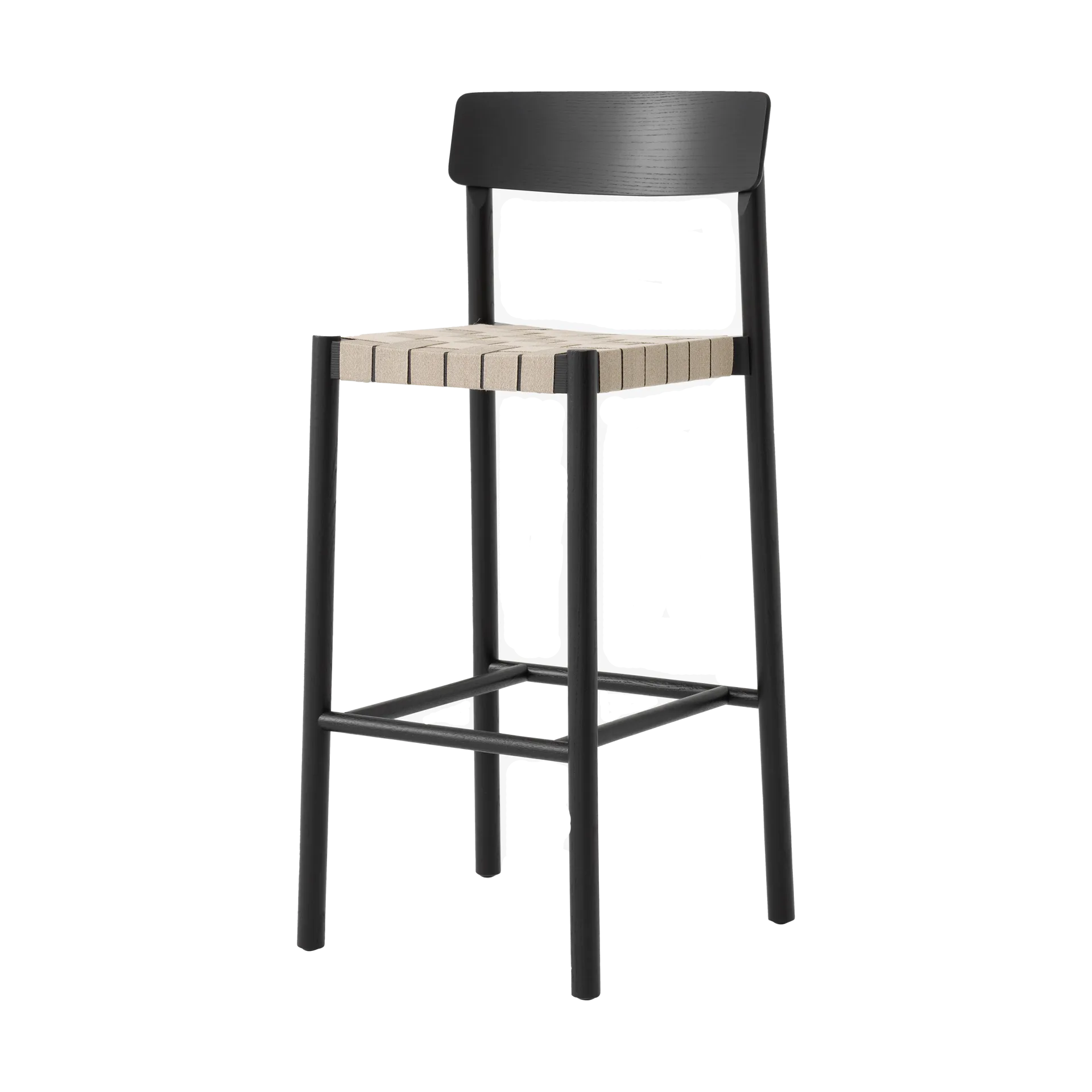 Betty TK15 Bar Chair 75 cm, Black lacquered ash-natural linen &Tradition
