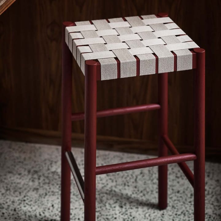 Betty TK8 barstool, Maroon, natural braided linen band seat &Tradition