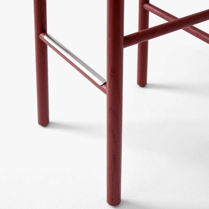 Betty TK8 barstool, Maroon, natural braided linen band seat &Tradition