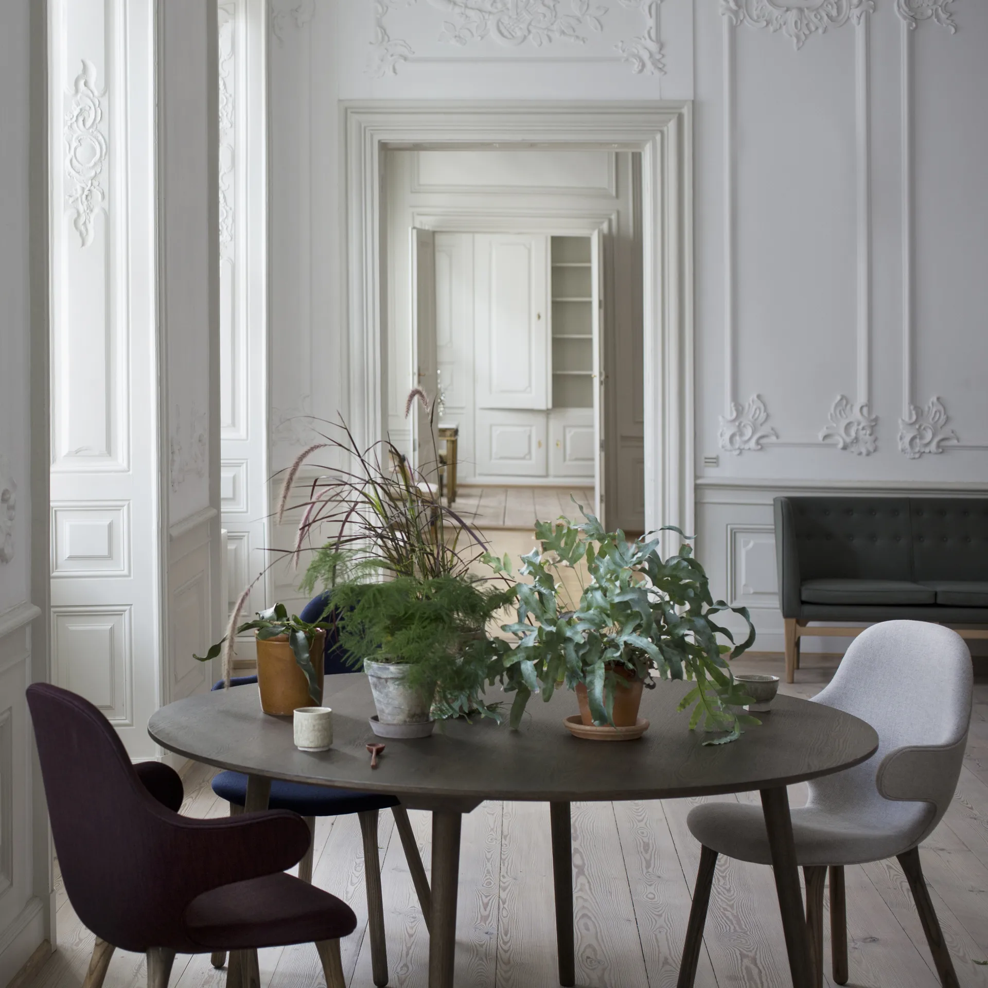 Catch JH1 chair, Balder 782 dark blue-black oak &Tradition