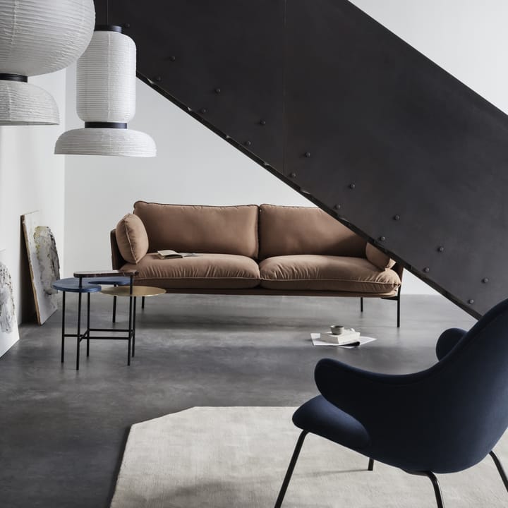 Catch JH14 lounge chair, Fabric hallingdal 110 grey, black lacquered steel legs &Tradition