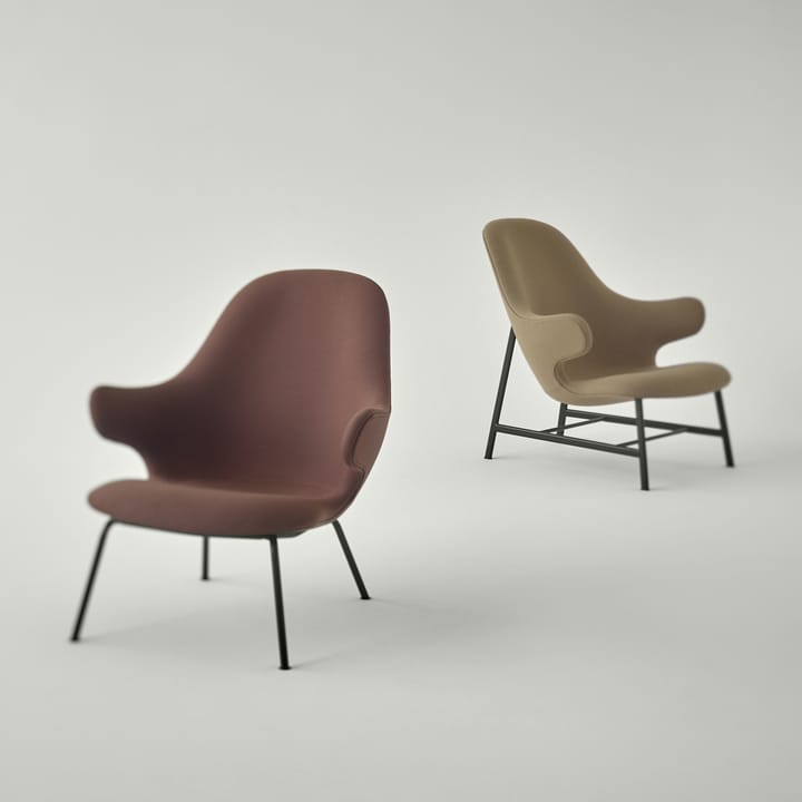 Catch JH14 lounge chair, Fabric hallingdal 110 grey, black lacquered steel legs &Tradition