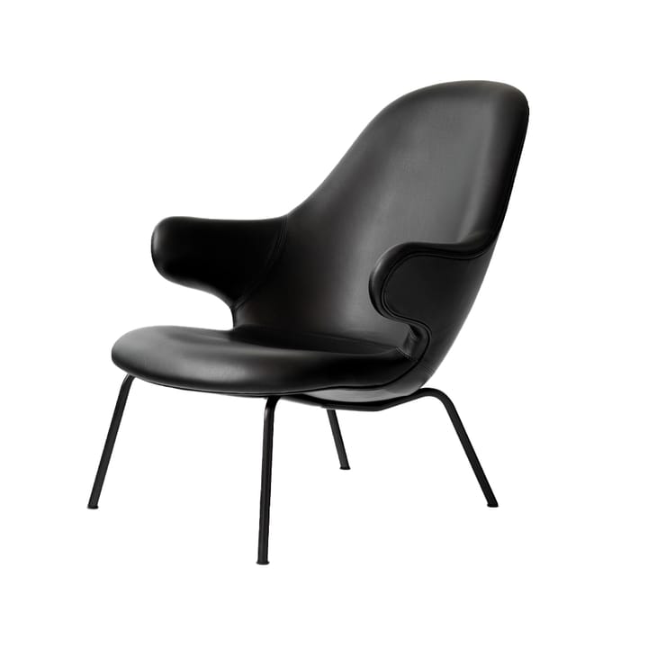 Catch JH14 lounge chair - Leather silk black, black lacquered steel base - &Tradition