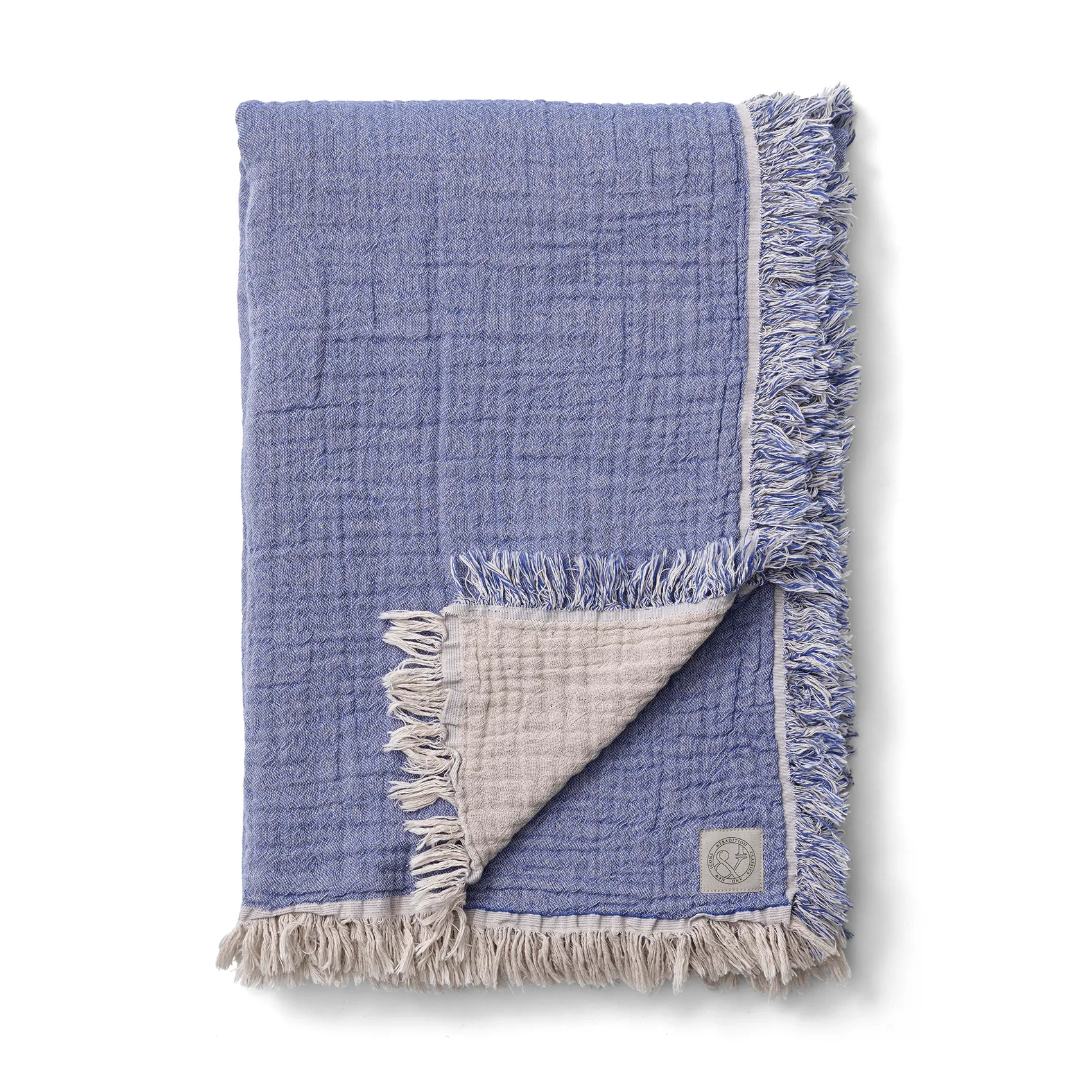 Collect cotton throw SC32 140x210 cm, cloud & blue (beige-blue) &Tradition