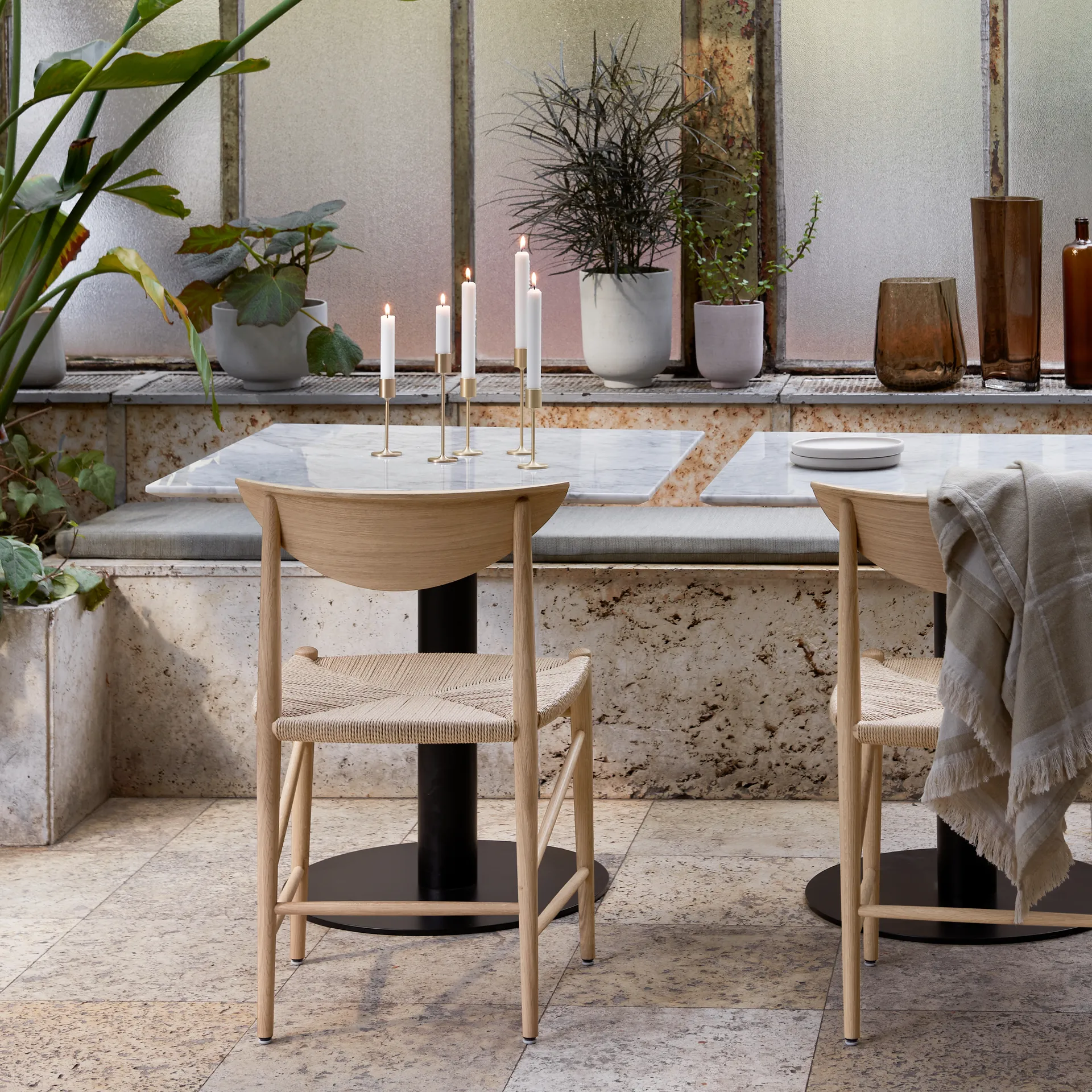 Drawn chair HM3, Soaped oak &Tradition