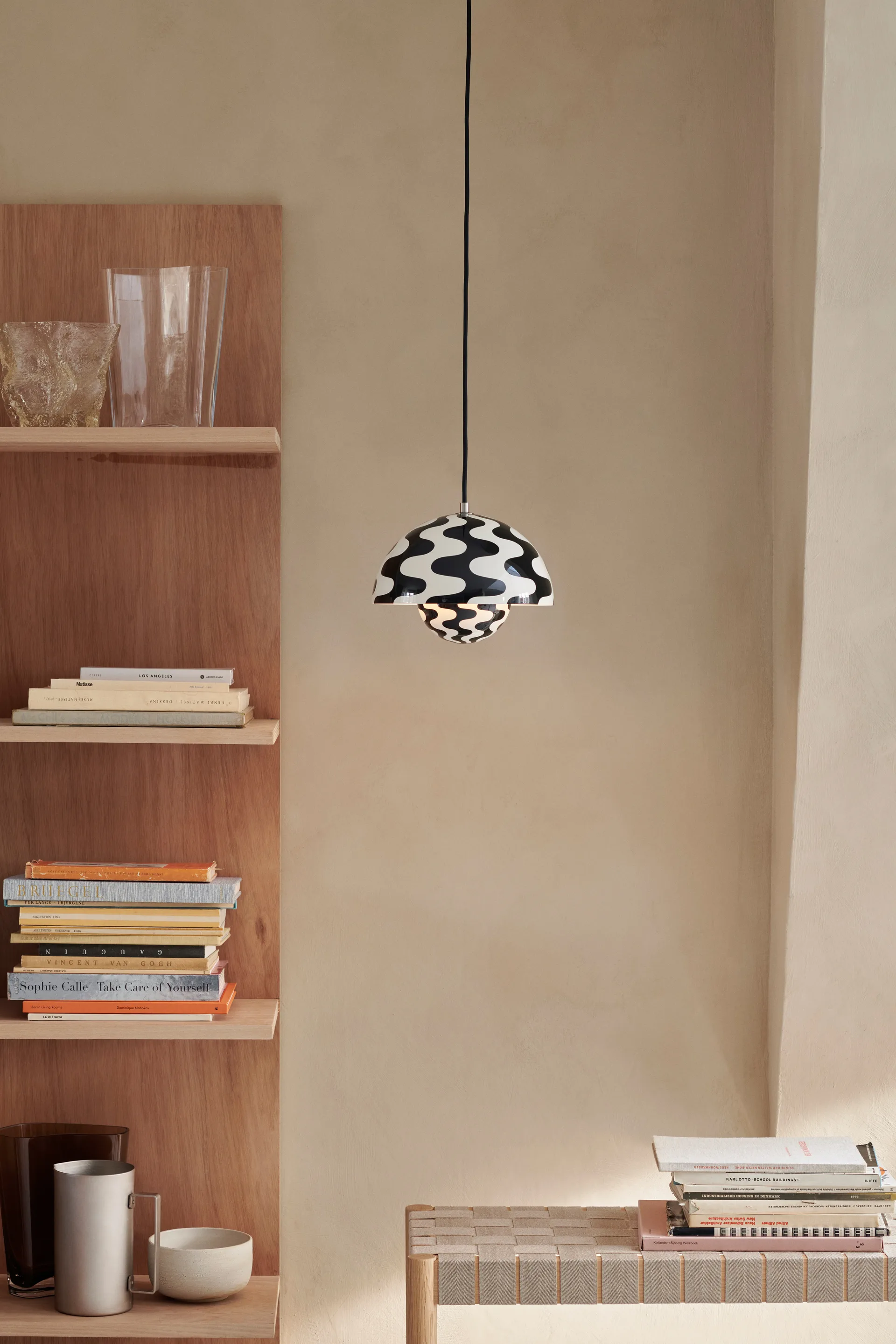 Flowerpot VP1 pendant lamp, Black-white pattern &Tradition
