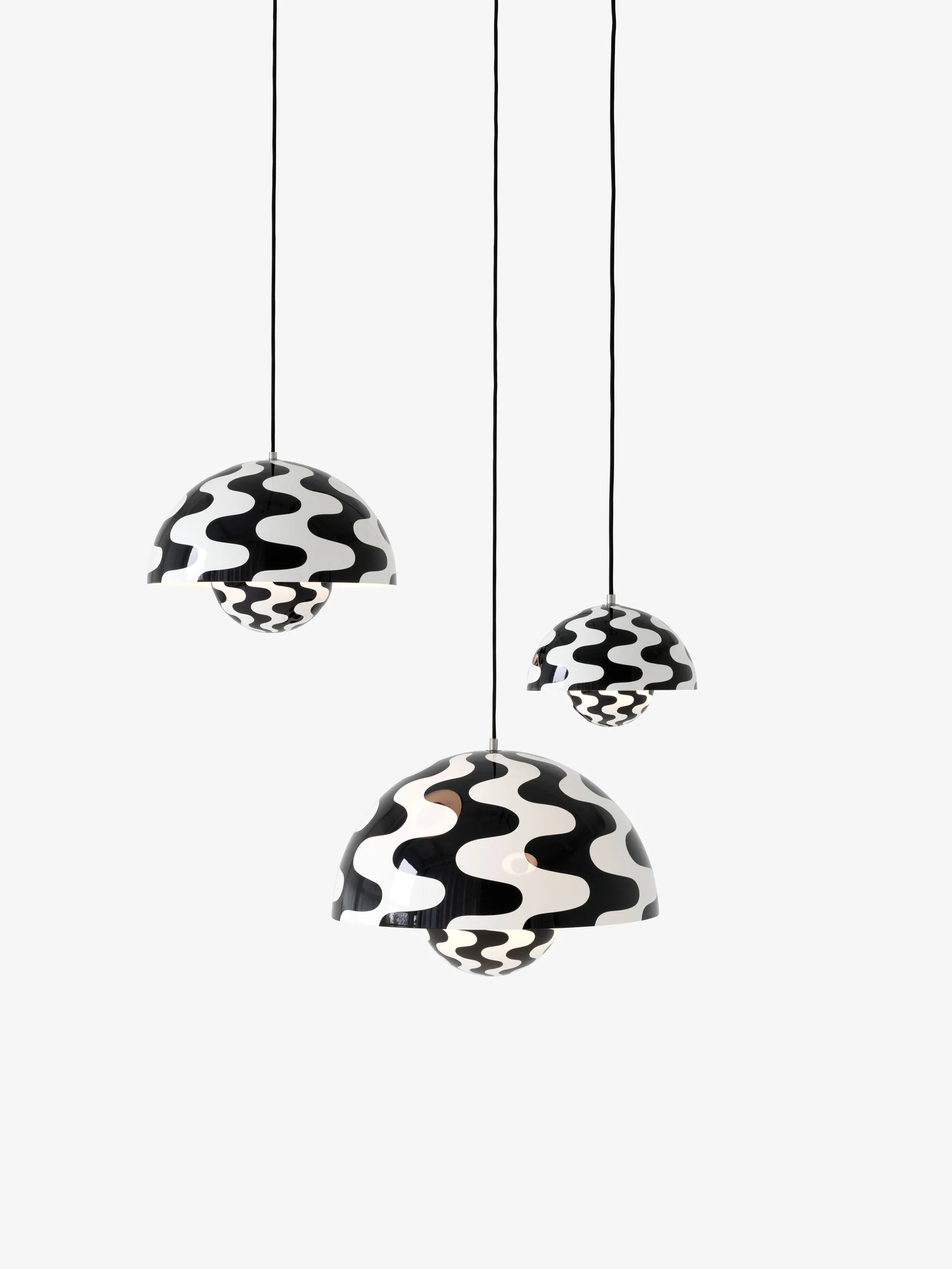 Flowerpot VP1 pendant lamp, Black-white pattern &Tradition
