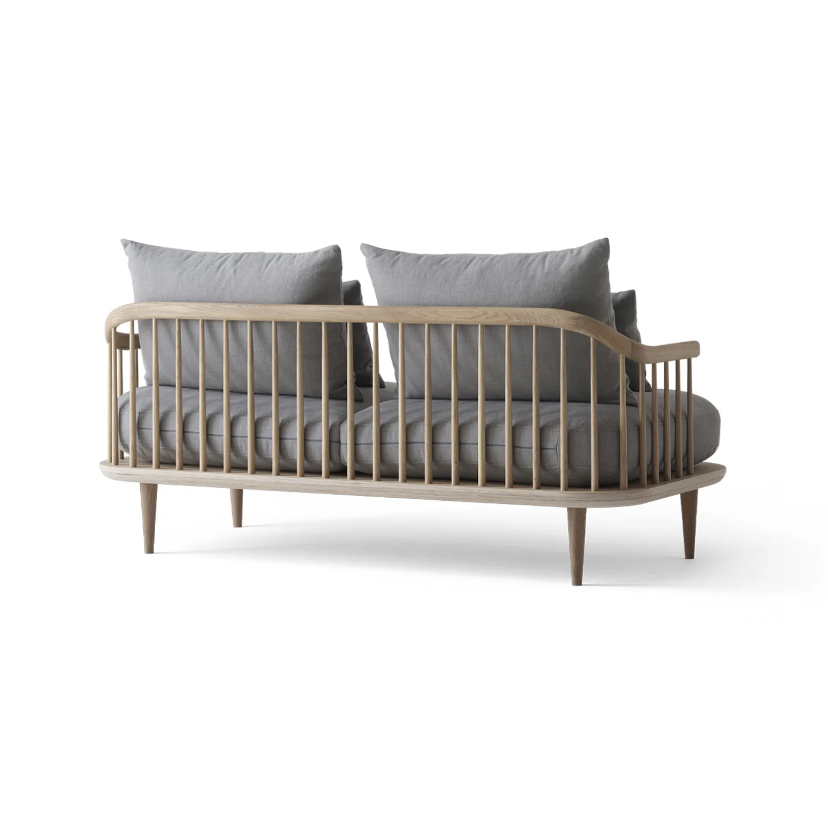 Fly SC2 sofa, Fabric hot madison 094 light grey. White oiled oak &Tradition